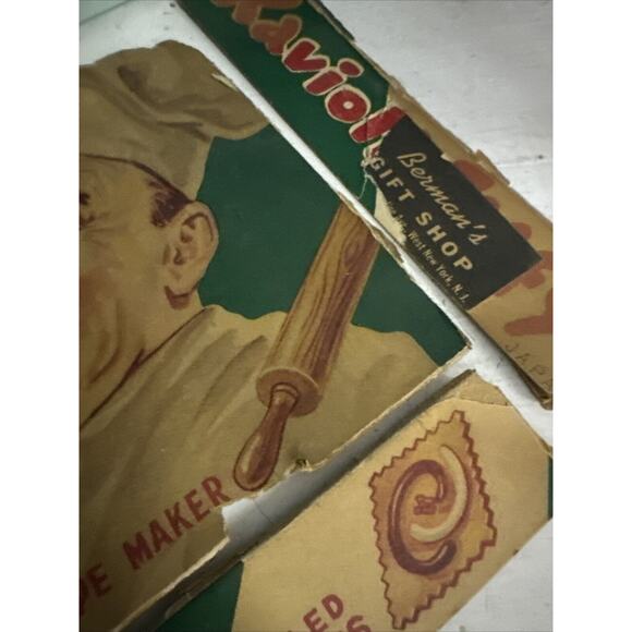 Vintage Ravioli-Jiffy W/ Rolling Pin Pastry Canape Maker Set Italian JAPAN EUC - Picture 3 of 5